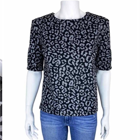 Banana Republic Factory Tops - Banana Republic Factory Women's Leopard Ponte Top
Black/Grey Size Small